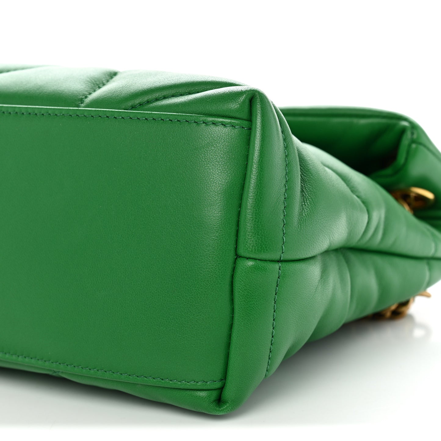 Lambskin Quilted Small Loulou Puffer Monogram Chain Satchel New Vert