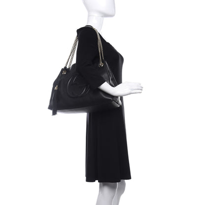 Gucci Pebbled Calfskin Medium Soho Chain Shoulder Bag Black 2 of 12