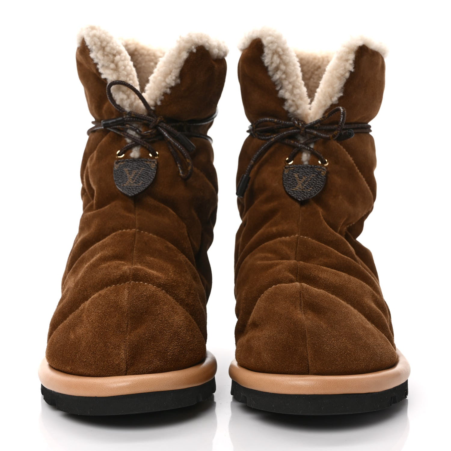 Louis Vuitton Shearling Suede Monogram Pillow Comfort Ankle Boot 37 Beige 2 of 7