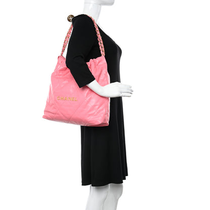 Chanel Shiny Calfskin Quilted Chanel 22 Pink 2 of 12