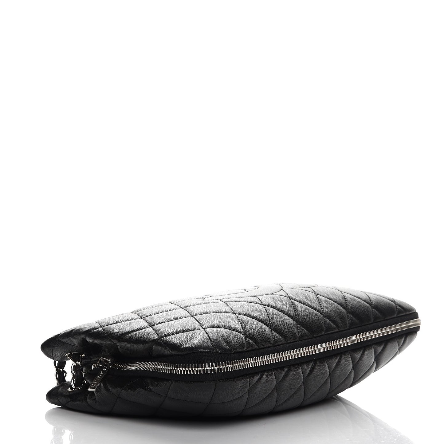 Caviar Quilted Expandable Zip Shoulder Bag Black