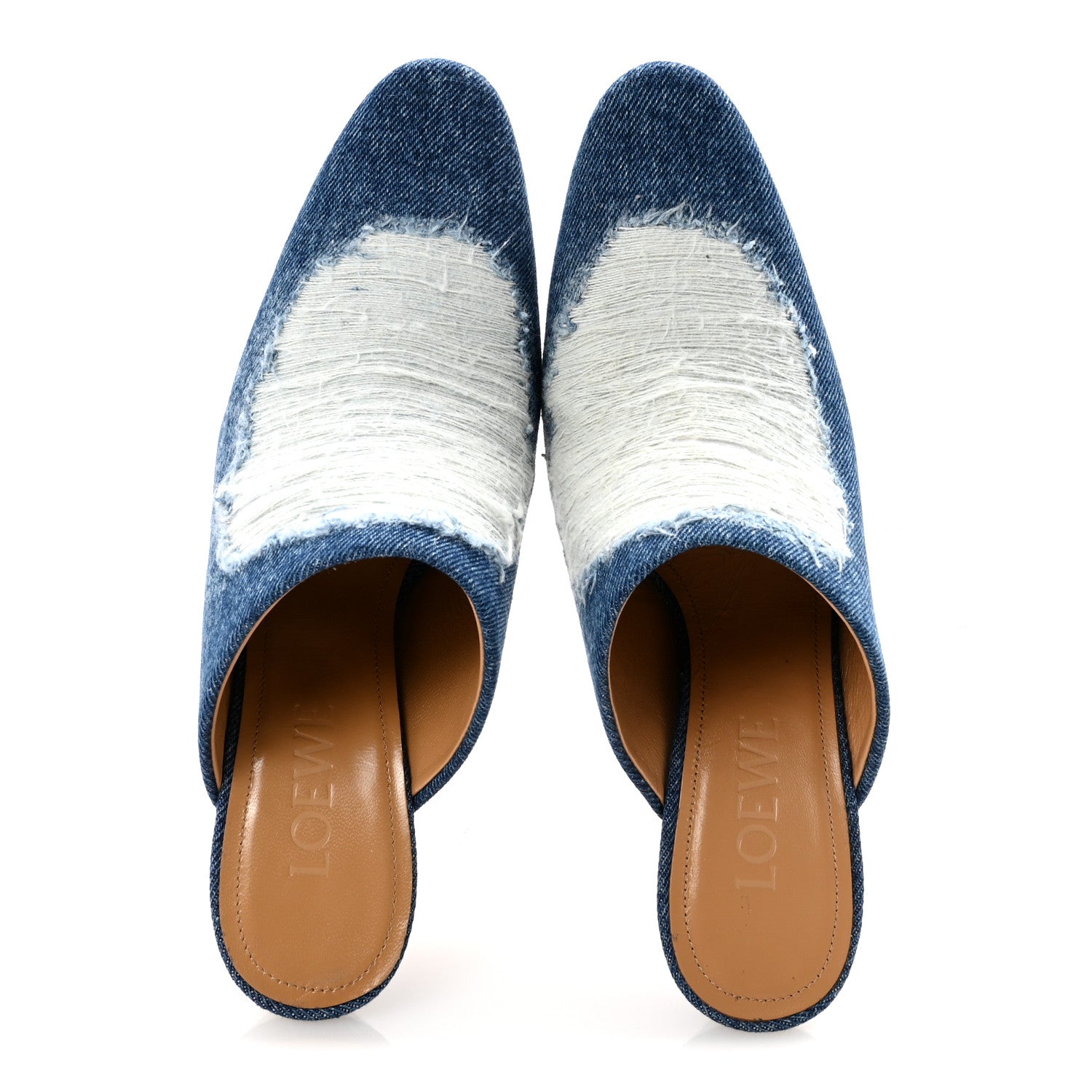 Loewe Ripped Denim 90 Mules Washed Denim 2 of 9