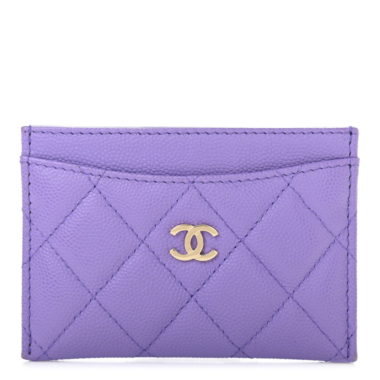 Caviar Quilted Card Holder Purple