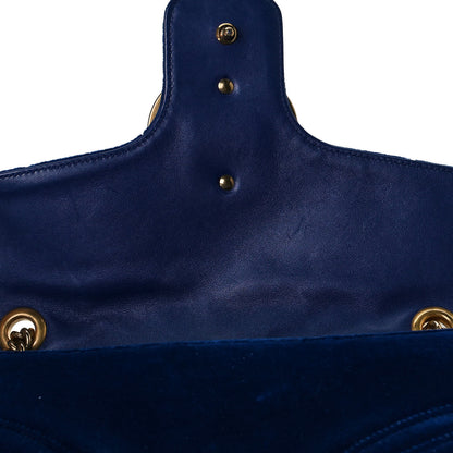 Gucci Velvet Matelasse Medium GG Marmont Shoulder Bag Cobalt Blue 12 of 18