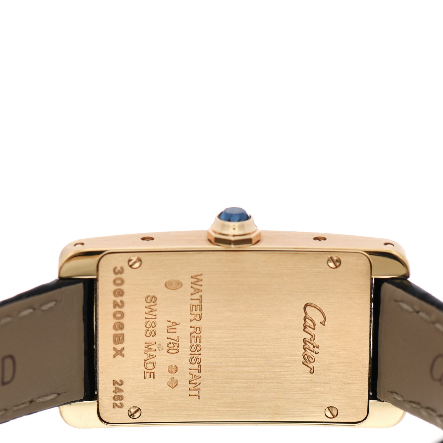 Cartier 18K Yellow Gold Alligator 19mm Tank Americaine Quartz Watch 4 of 7