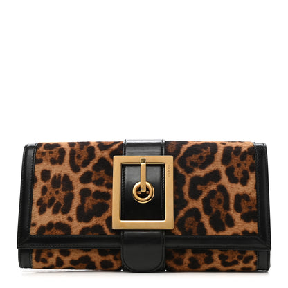 Gucci Calf Hair Jaguar Printed Small Lady Buckle Clutch Black 1 of 8
