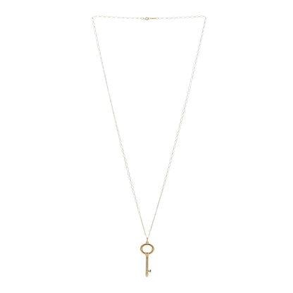 Tiffany 18K Yellow Gold Oval Key Pendant Link Necklace 2 of 5