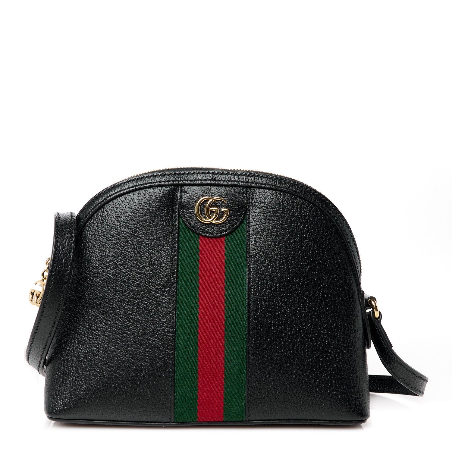 Gucci Calfskin GG Web Small Ophidia Dome Shoulder Bag Black 1 of 11