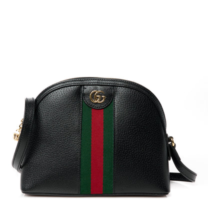 Gucci Calfskin GG Web Small Ophidia Dome Shoulder Bag Black 1 of 11