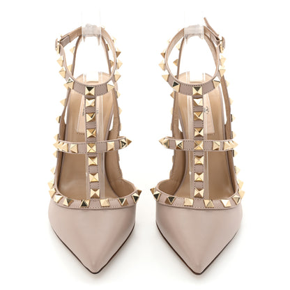 Valentino Garavani Calfskin Nappa Rockstud Ankle Strap 100mm Pumps 36.5 Poudre 2 of 9