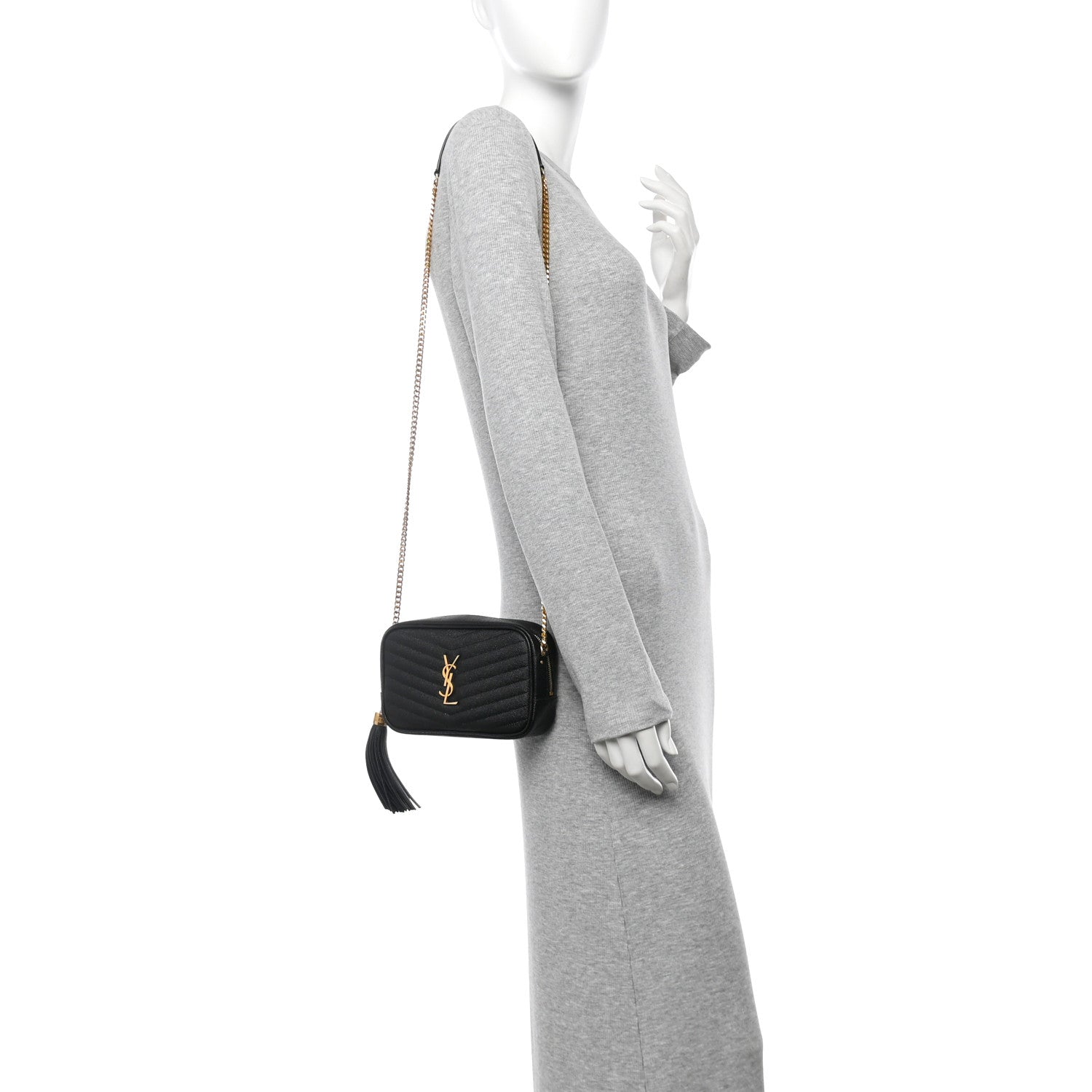 Saint Laurent Grain De Poudre Matelasse Monogram Mini Lou Camera Bag Black 2 of 11