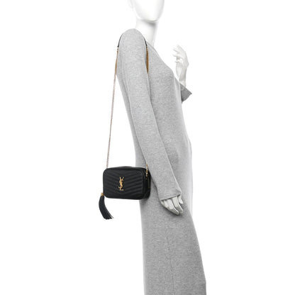 Saint Laurent Grain De Poudre Matelasse Monogram Mini Lou Camera Bag Black 2 of 11