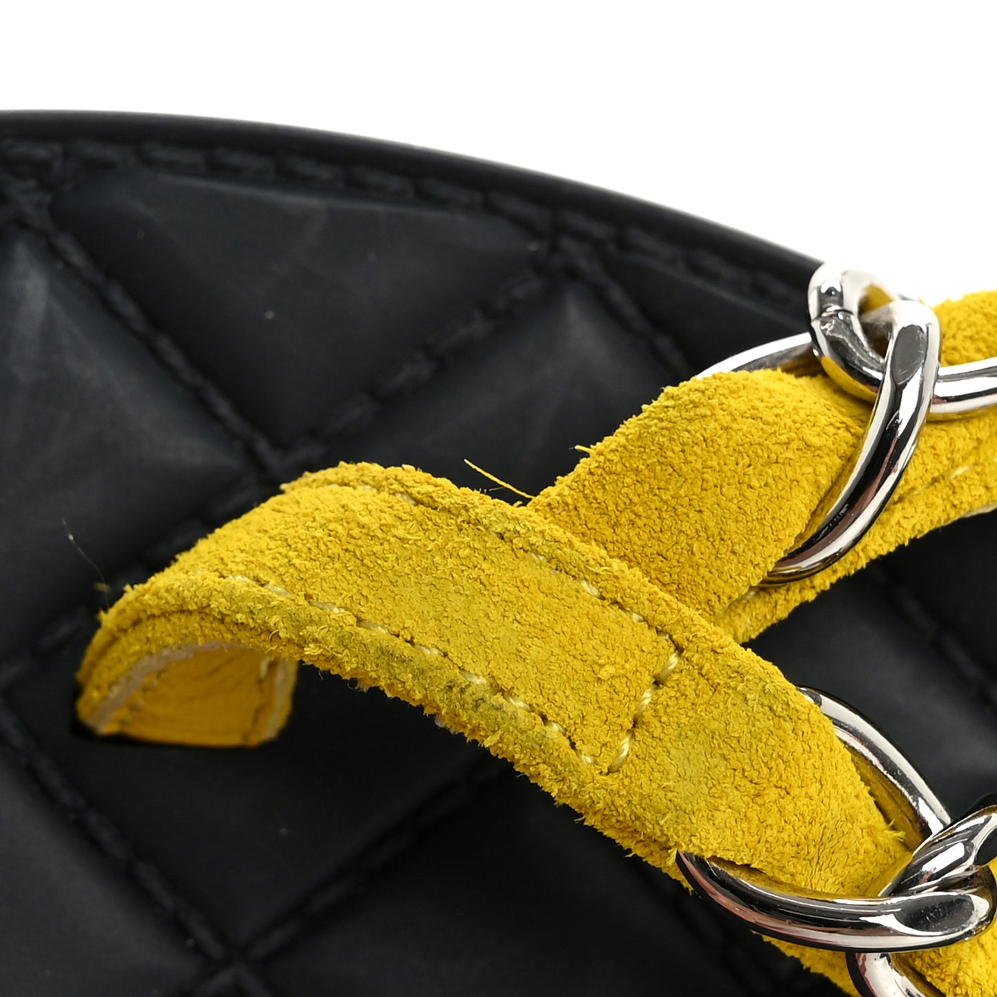 Suede Calfskin Quilted Chain Thong Sandals 37 Yellow