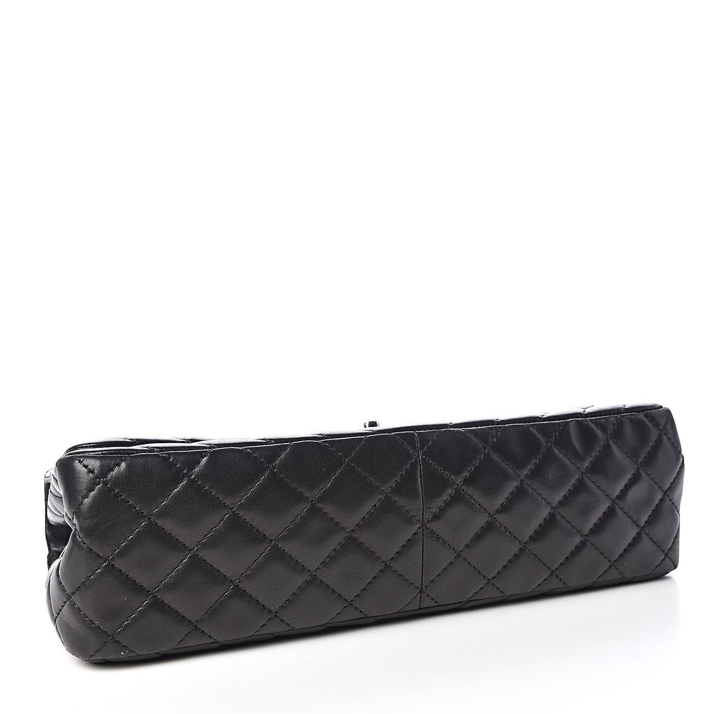 Lambskin Chevron Quilted Single Flap Black