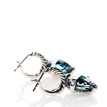David Yurman Sterling Silver Hampton Blue Topaz Diamond Chatelaine Drop Earrings 3 of 4