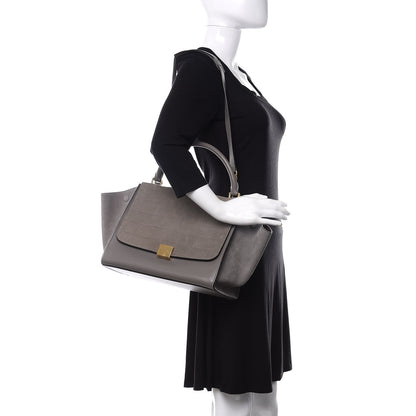 Celine Crocodile Embossed Nubuck Medium Trapeze Grey 2 of 9