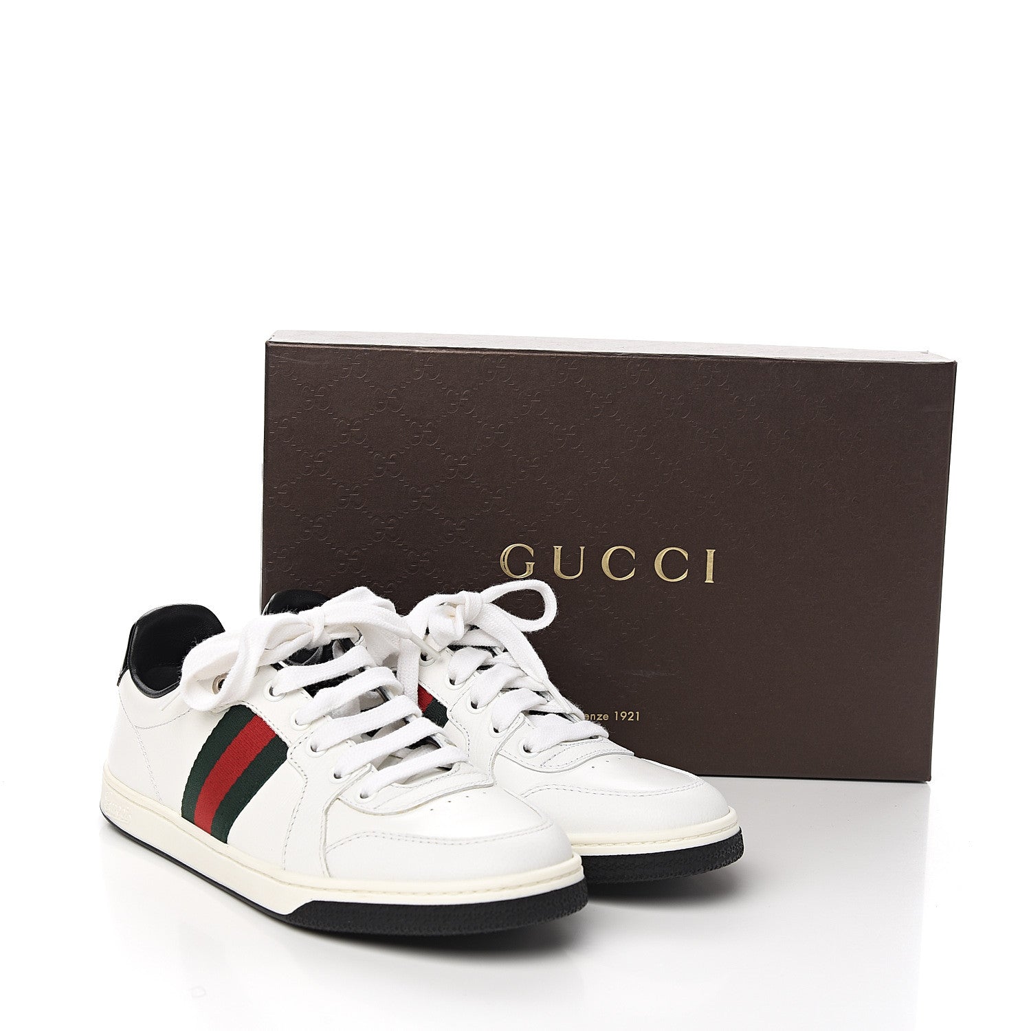Gucci Calfskin Patent Web Mens GG Sneakers 36.5 White 9 of 9