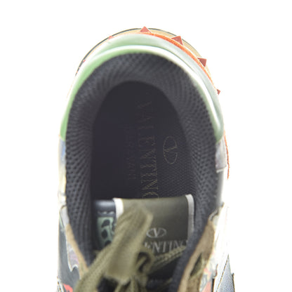 Valentino Garavani Nappa Fabric Suede Camubutterfly Womens Rockrunner Sneakers 38 Multicolor 9 of 10