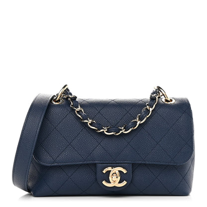 Chanel Caviar Quilted Small City Walk Flap Navy Blue 1 of 13