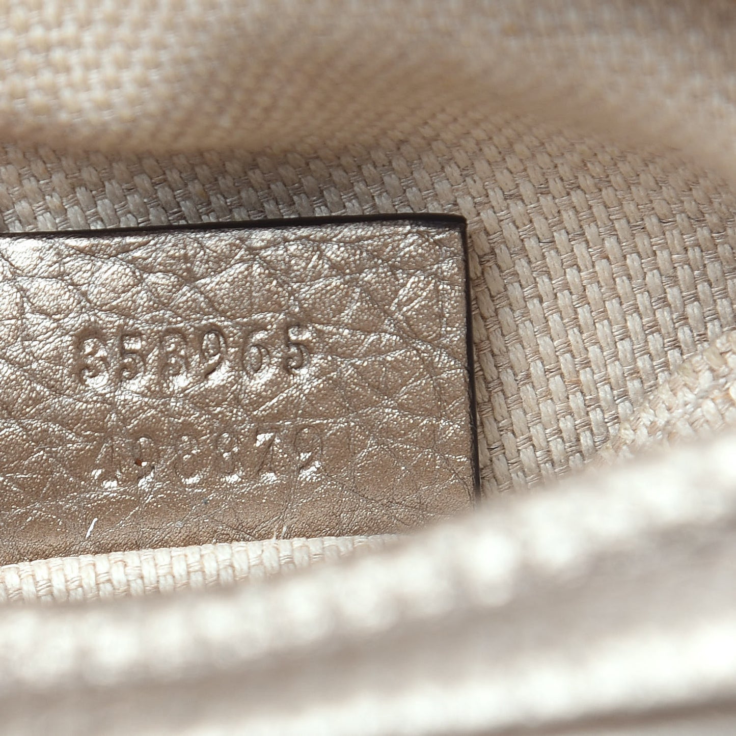 Metallic Pebbled Calfskin Mini Soho Chain Bag Golden Beige