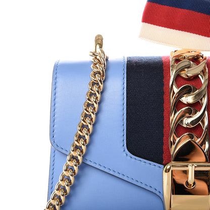 Gucci Calfskin Mini Sylvie Chain Shoulder Bag Clear Sky Blue 18 of 18