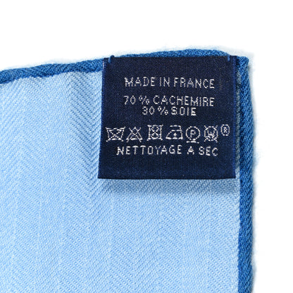 Hermes Cashmere Silk Tete a Tete Equestre Scarf 100 Marine Bleu Jean 3 of 5