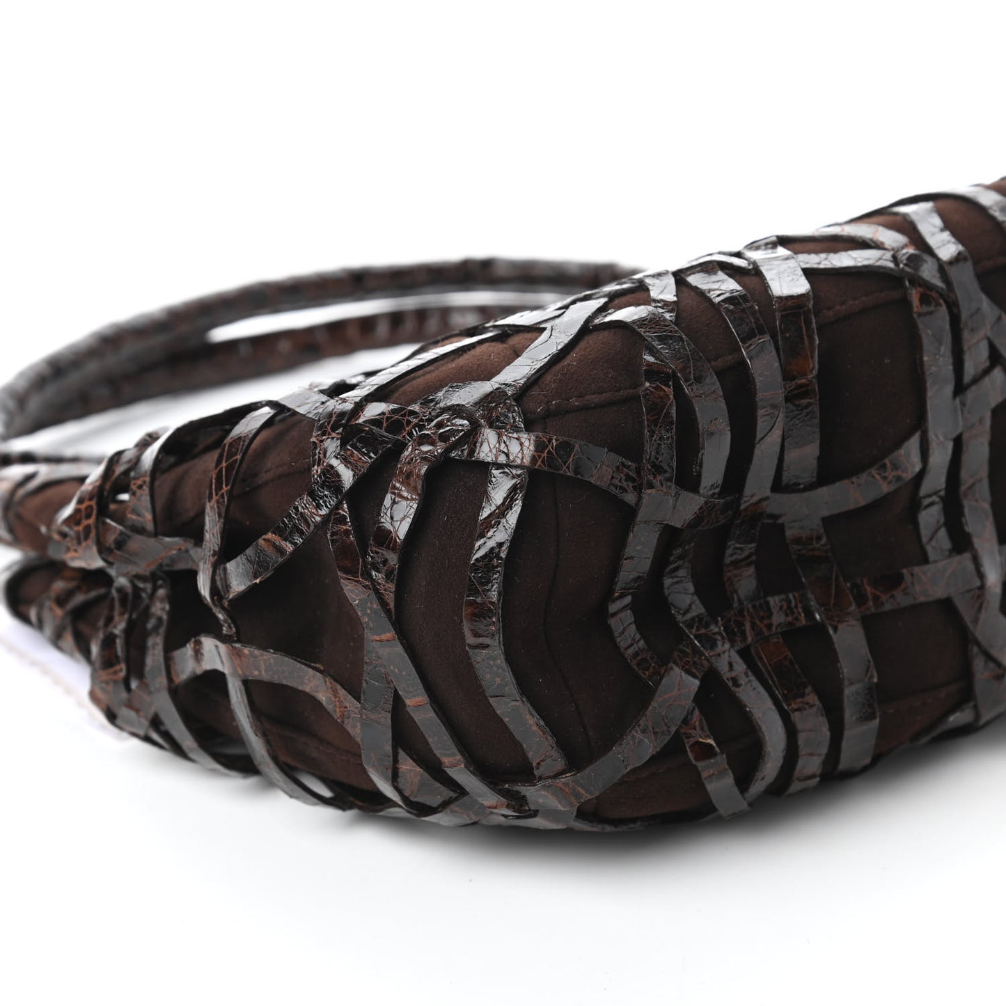 Crocodile Woven Suede Tote Chocolate