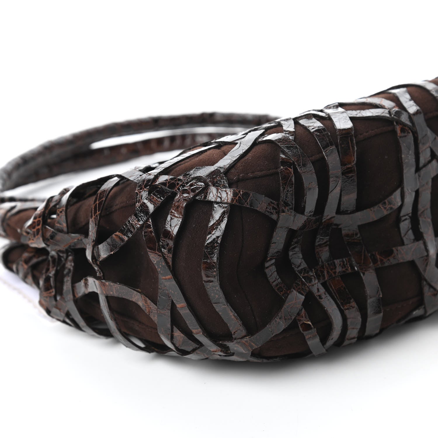 Nancy Gonzalez Crocodile Woven Suede Tote Chocolate 6 of 9