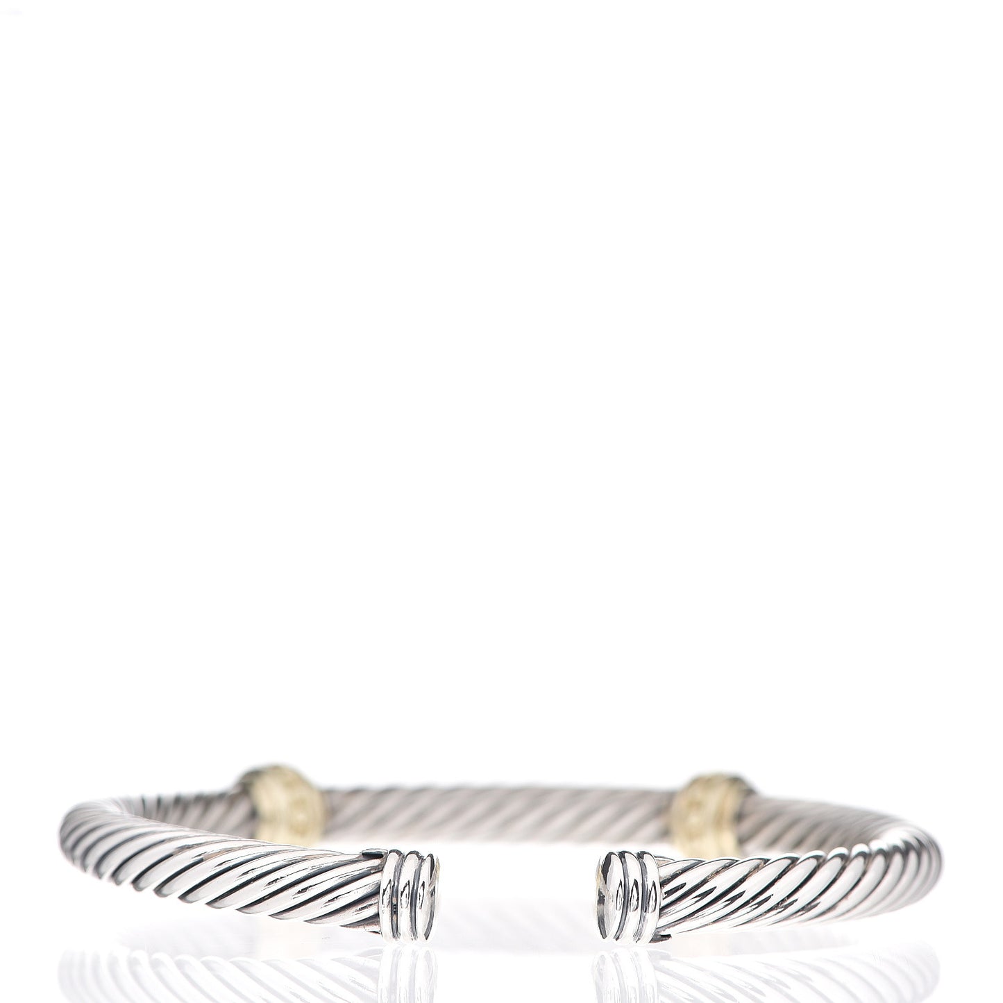 Sterling Silver 14K Yellow Gold 5mm Cable Classics Two Station Bracelet