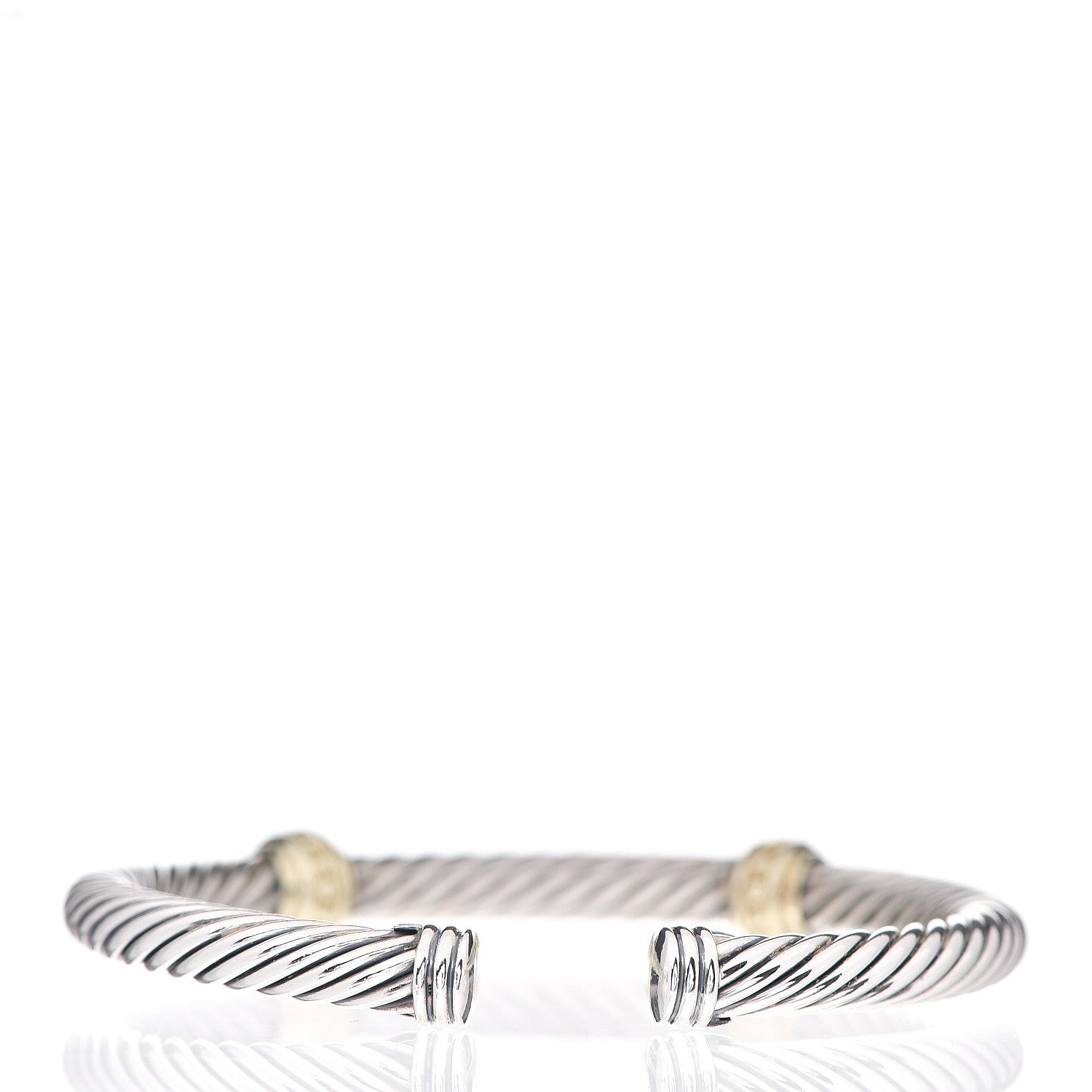 David Yurman Sterling Silver 14K Yellow Gold 5mm Cable Classics Two Station Bracelet 2 of 3
