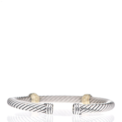 David Yurman Sterling Silver 14K Yellow Gold 5mm Cable Classics Two Station Bracelet 2 of 3