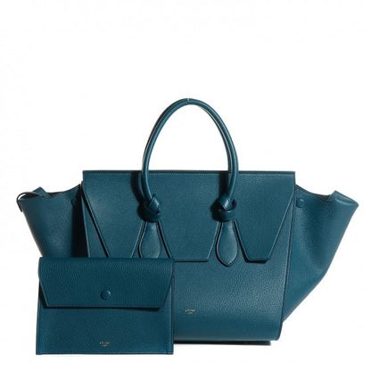 Celine Grained Calfskin Small Tie Knot Tote Denim 1 of 14