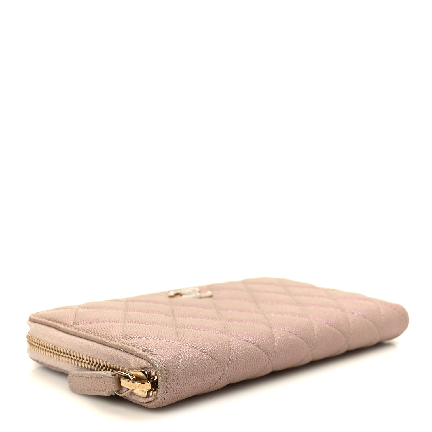Chanel Iridescent Caviar Quilted Large Gusset Zip Around Wallet Beige 4 of 9