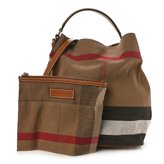 Canvas Mega Check Medium Ashby Hobo Saddle Brown