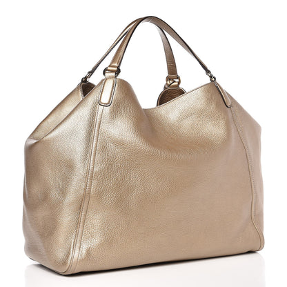 Gucci Metallic Pebbled Calfskin Large Soho Shoulder Bag Golden Beige 3 of 7