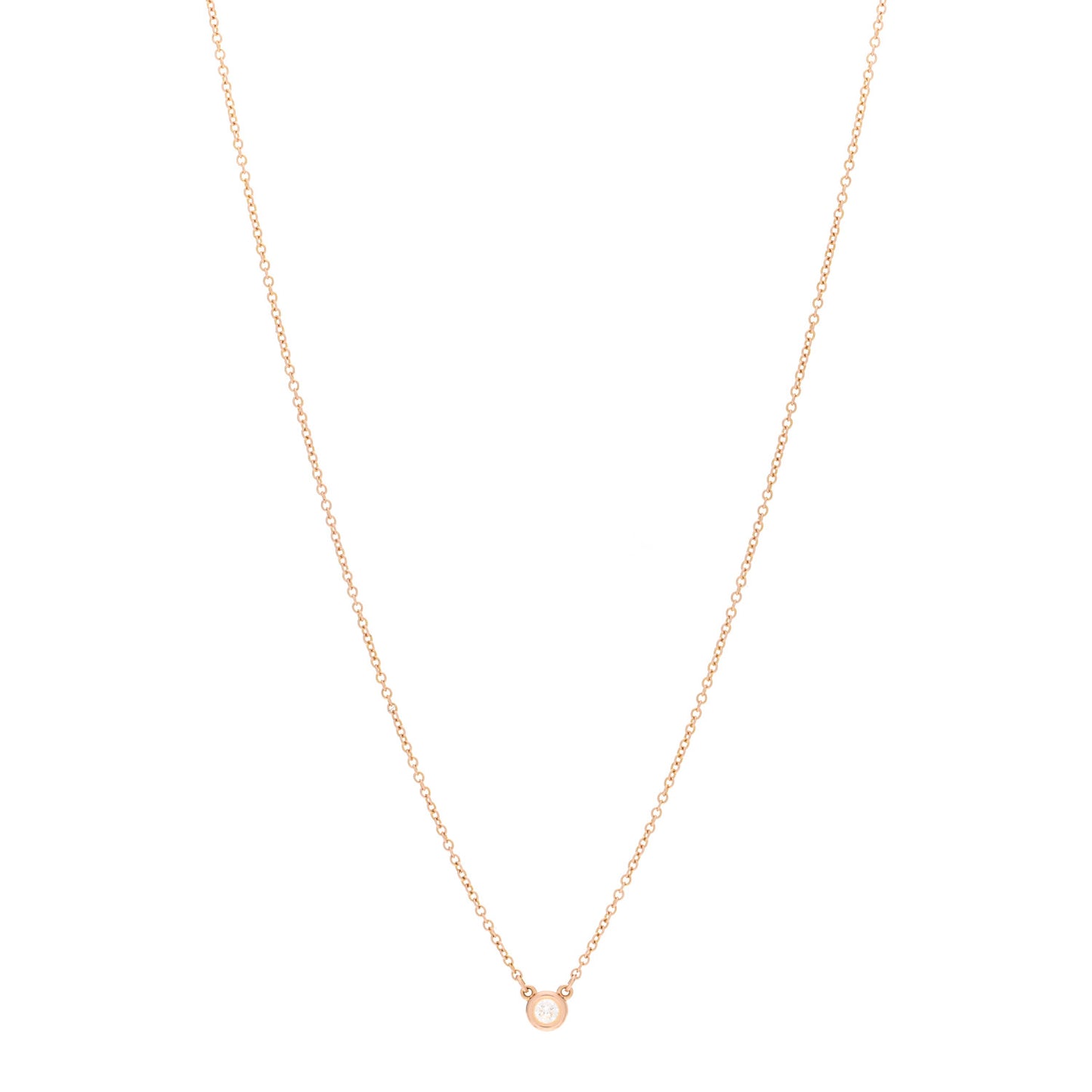 18K Rose Gold Diamond .05ct Elsa Peretti Diamonds by the Yard Pendant Necklace