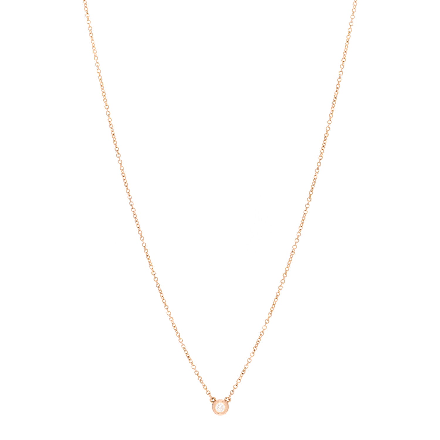 Tiffany 18K Rose Gold Diamond .05ct Elsa Peretti Diamonds by the Yard Pendant Necklace 1 of 4
