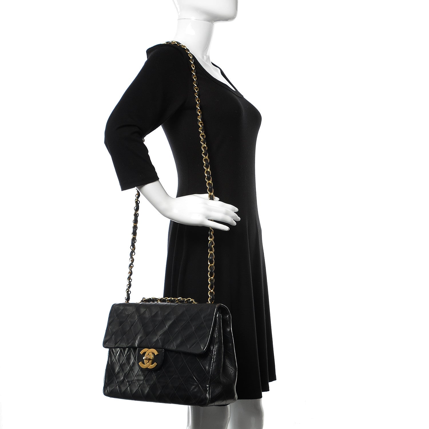 Chanel Lambskin Quilted XL Jumbo Single Flap Black 3 of 20