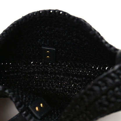 Saint Laurent Raffia Calfskin Le 5 A 7 Mini Hobo Black Black 6 of 11