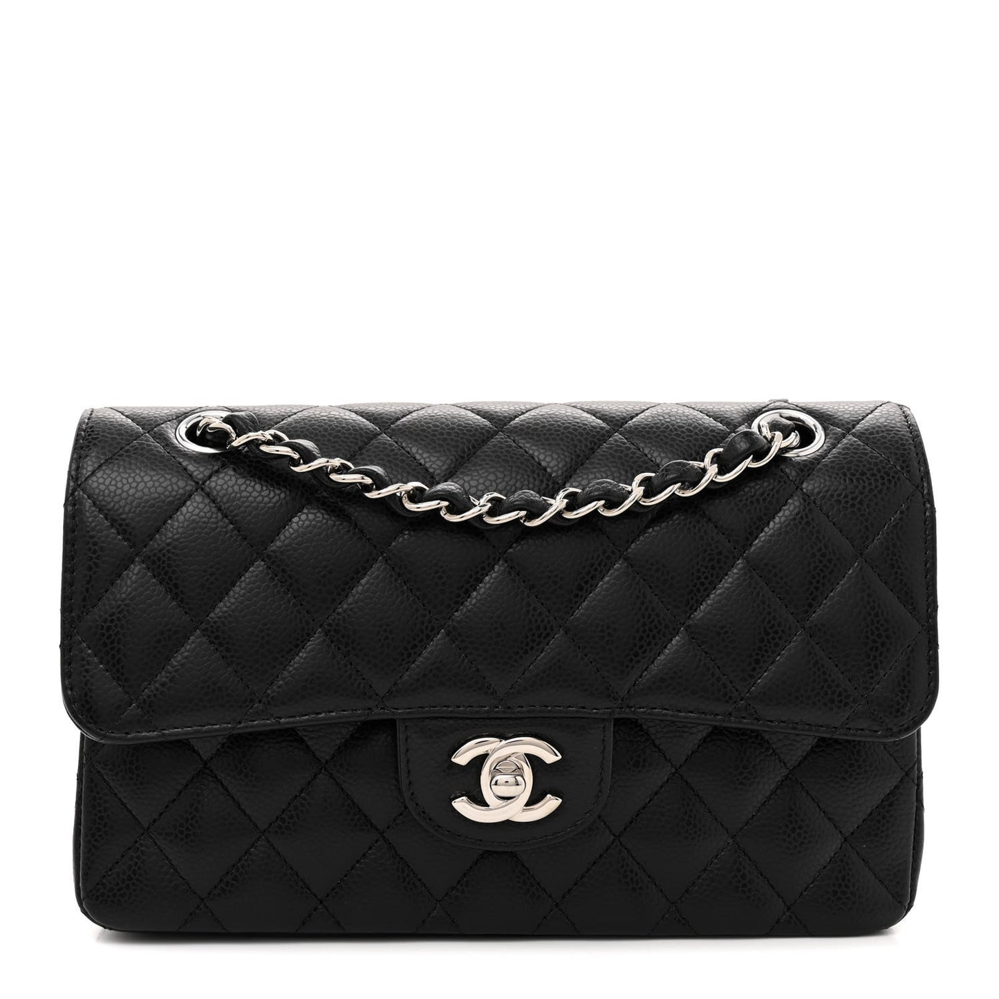 Caviar Quilted Small Double Flap Black
