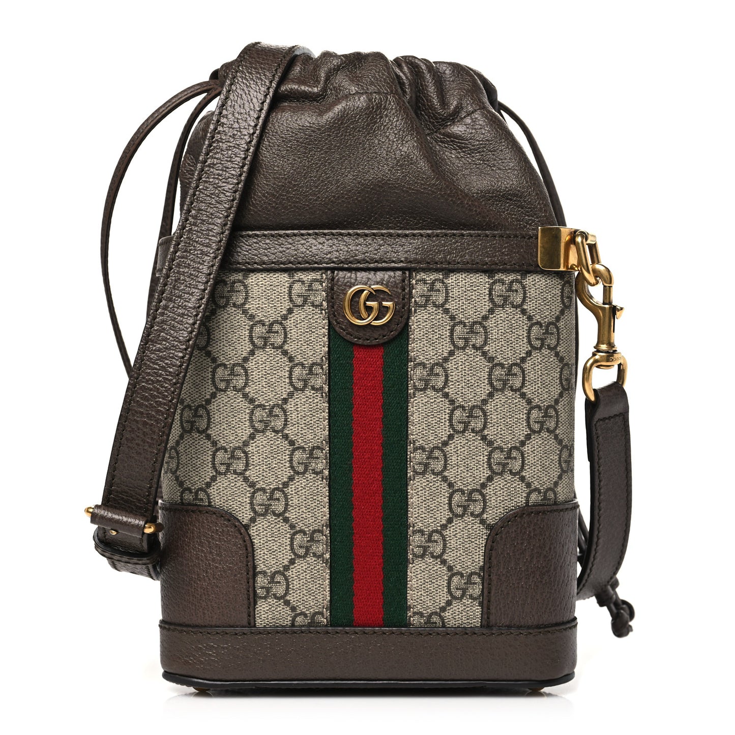 GG Supreme Monogram Ophidia Small Bucket Crossbody Bag Beige Ebony