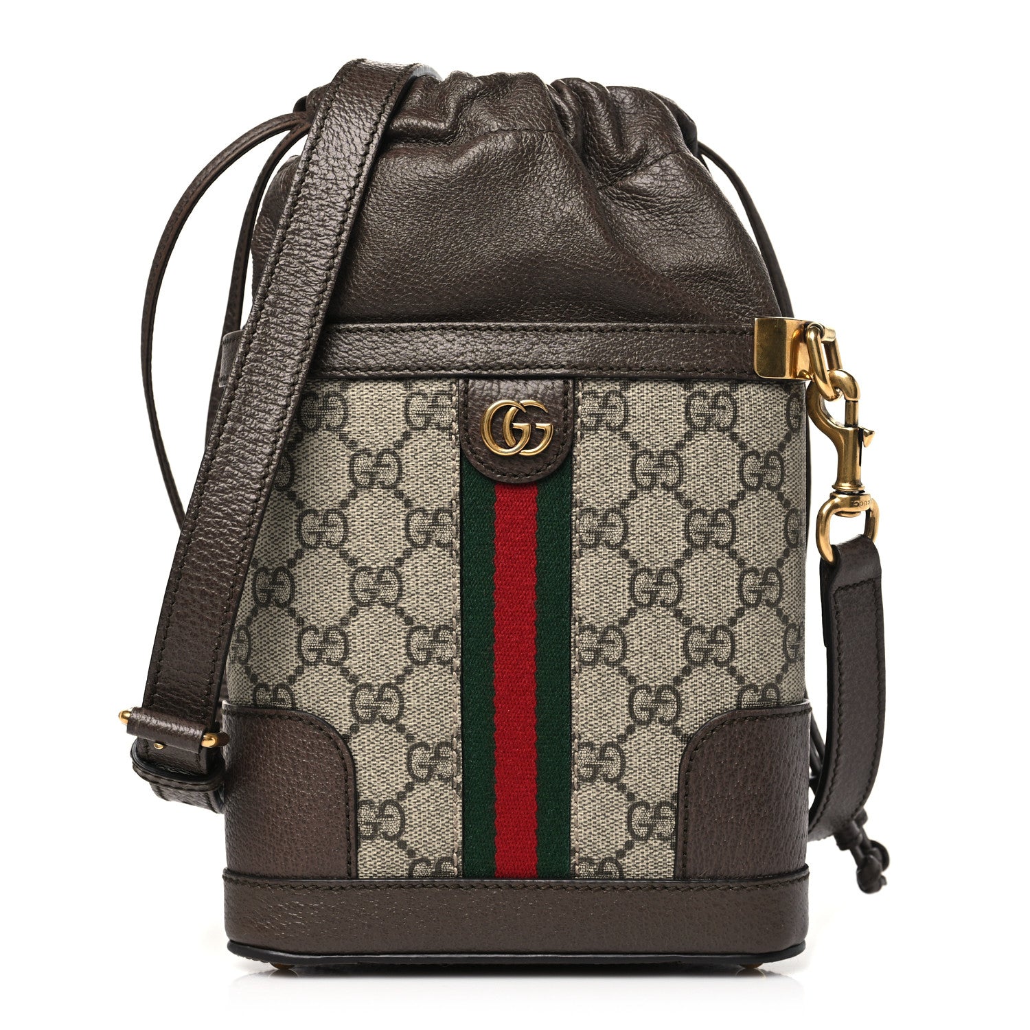 Gucci GG Supreme Monogram Ophidia Small Bucket Crossbody Bag Beige Ebony 1 of 11