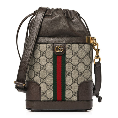 Gucci GG Supreme Monogram Ophidia Small Bucket Crossbody Bag Beige Ebony 1 of 11