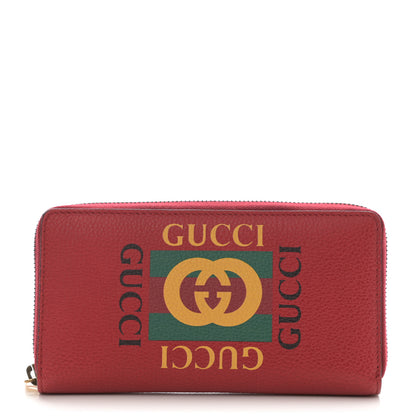 Gucci Cripto Calfskin Interlocking G Logo Zip Around Wallet Hibiscus Red Giallo Black Green Red 1 of 8