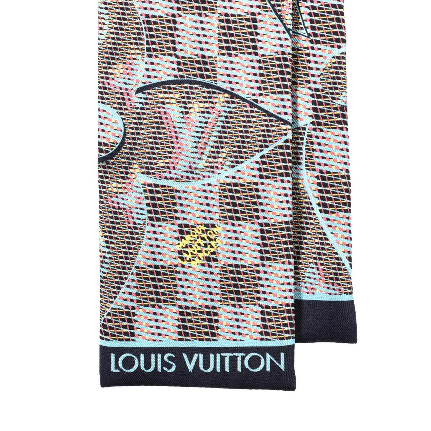 Silk Monogram Damier Pop Print Bandeau Blue