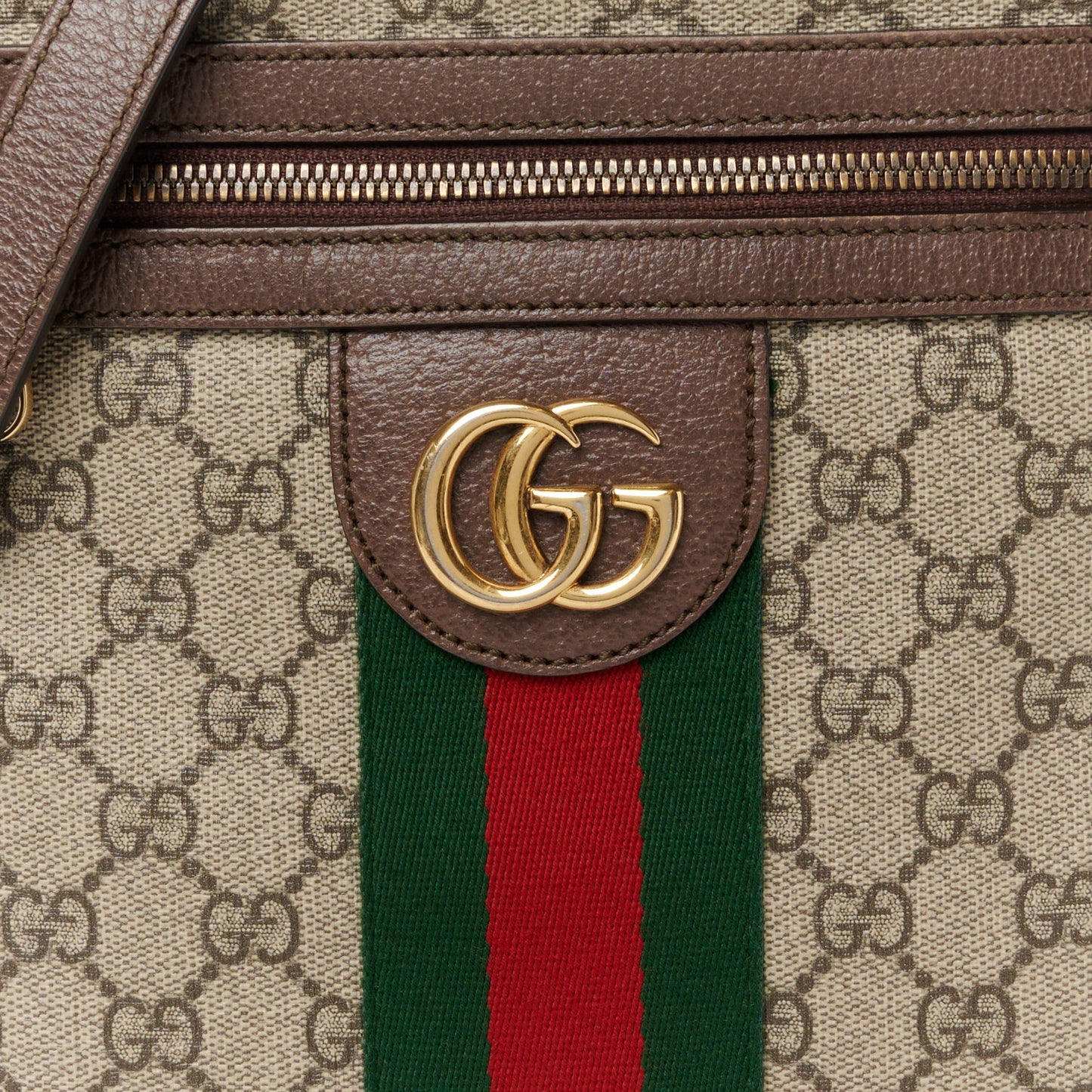 GG Supreme Monogram Web Small Ophidia Messenger Bag Brown