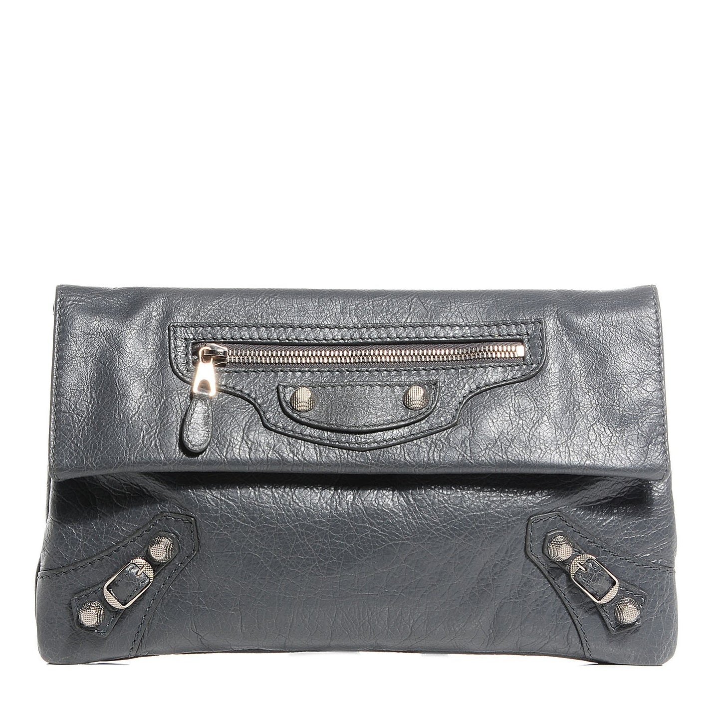 Agneau Giant 12 Silver Hardware Envelope Clutch Gris Tarmac