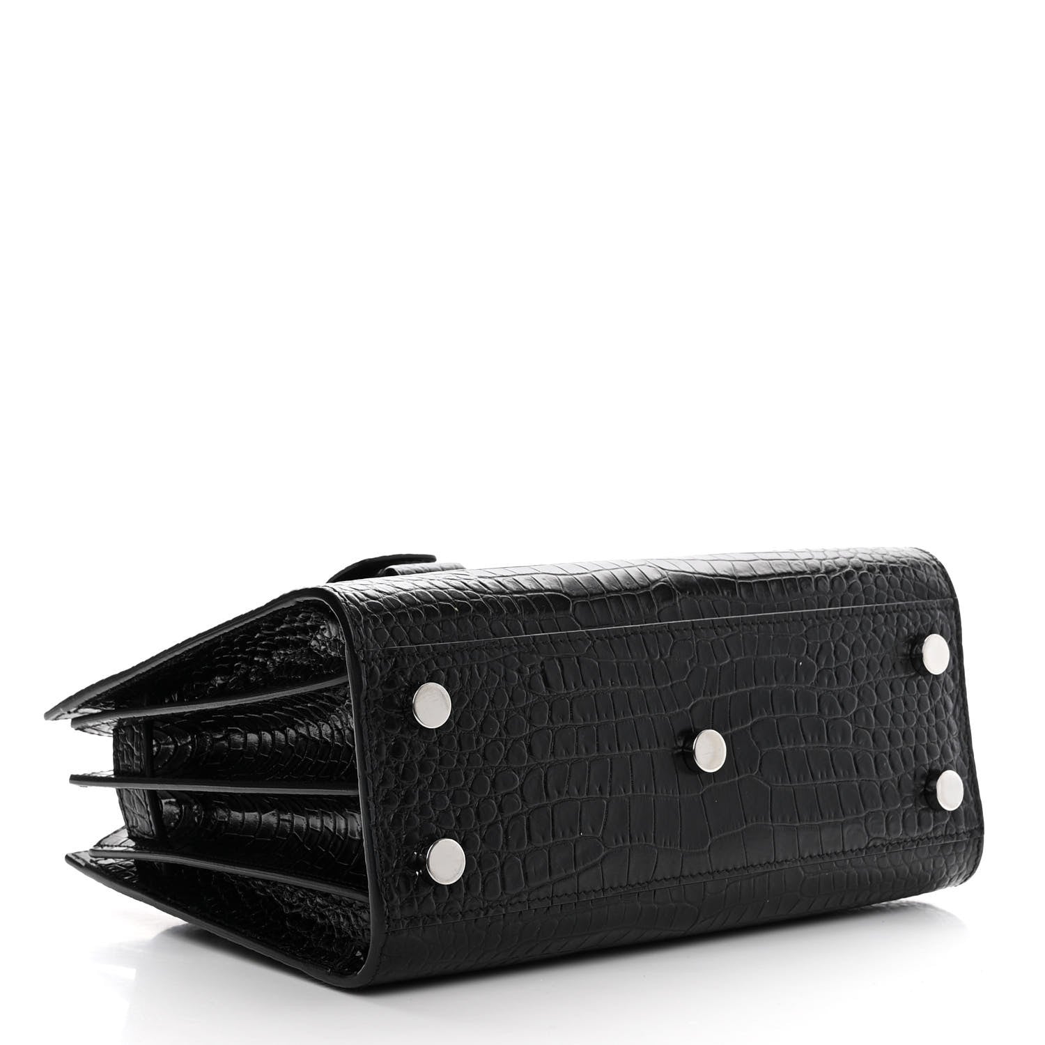 Saint Laurent Calfskin Crocodile Embossed Nano Sac De Jour Black 4 of 11