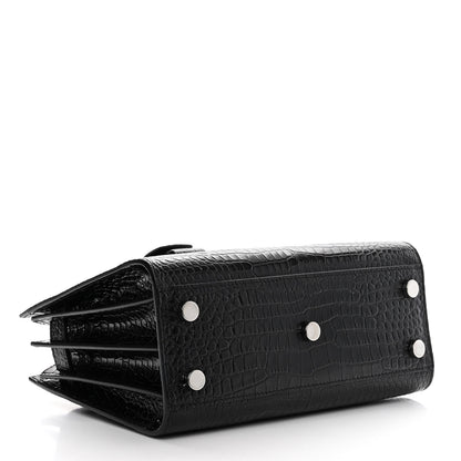 Saint Laurent Calfskin Crocodile Embossed Nano Sac De Jour Black 4 of 11