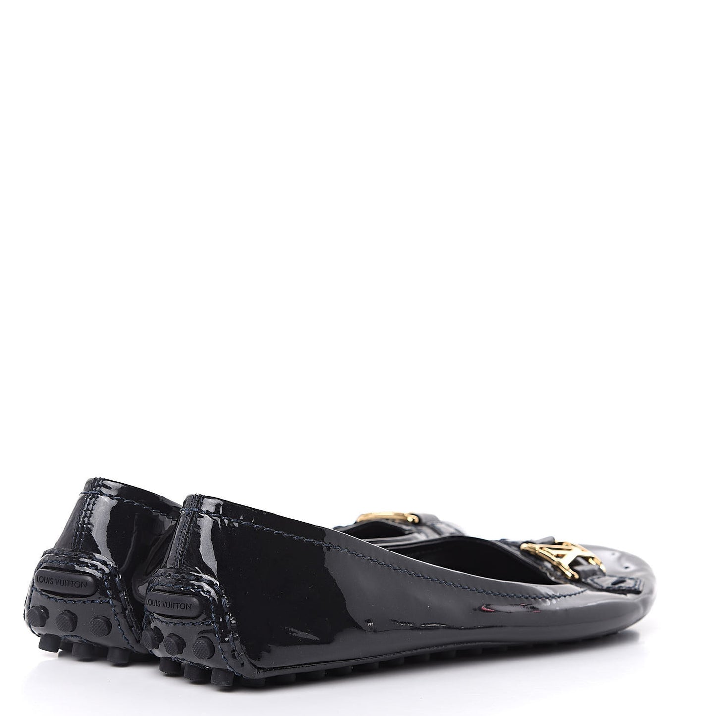 Patent Calfskin Oxford Ballerina Flats 40 Black